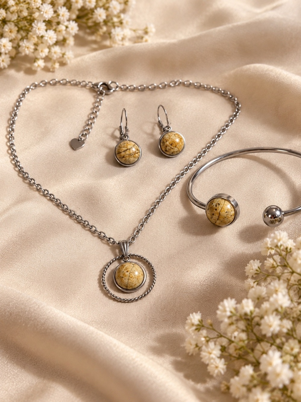 Natural picture jasper jewelry set